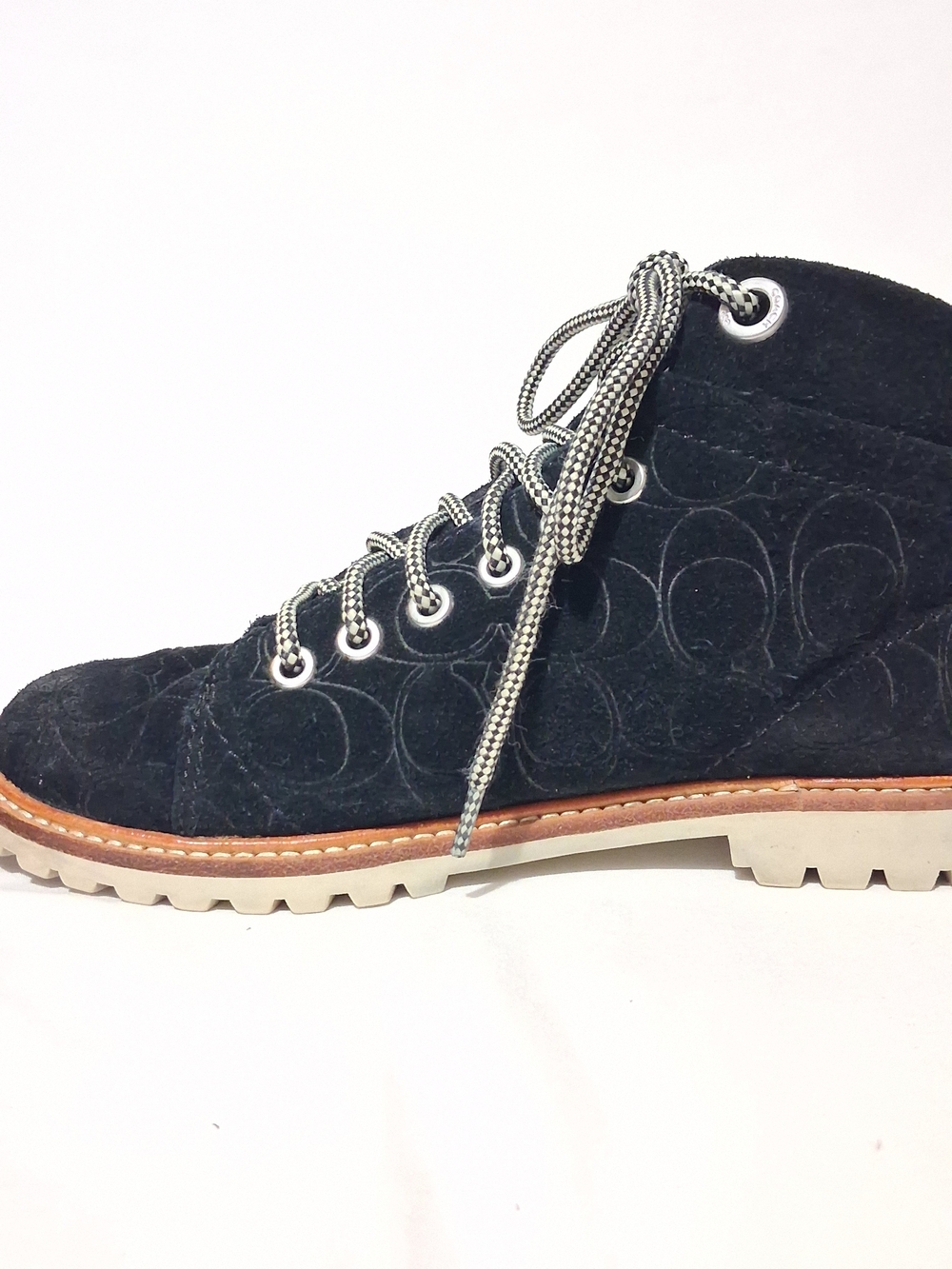 Coach Ester Embossed Black Suede Booties Womens Size 7.5 - Picture 5 of 9